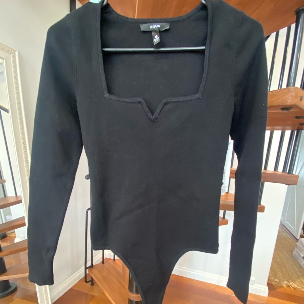 Brand new with tags! Aqua Black Long Sleeve Bodysuit MSRP $78